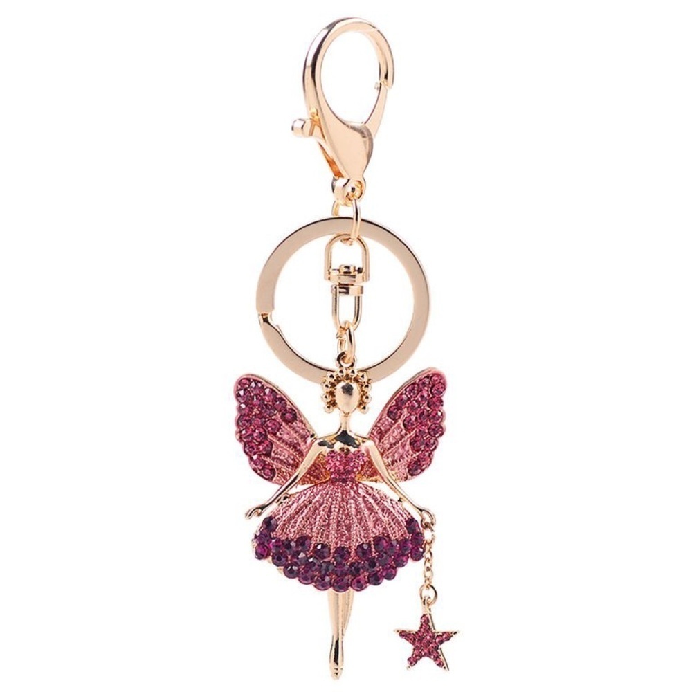 *LYRA* Pink Gem Angel Car Keychain Ring Pendant